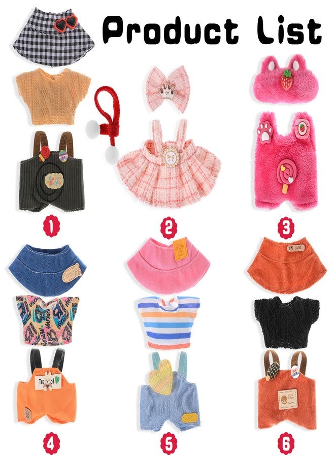 ibayda Total 6 Sets Various Style Cute Doll Clothes Accessories for 17cm Dolls - Soft & Stylish Costume Accessories (Doll Not Icluded) - Image 2